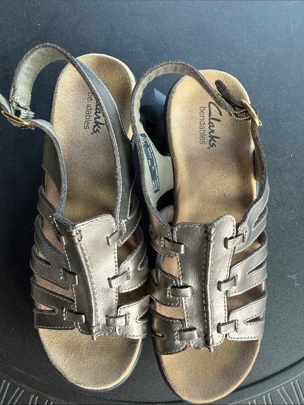 Clarks Women’s Brown Metallic Leather Slingback Sandals